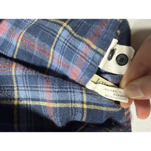 Vintage Eddie Bauer Plaid Flannel Shirt Blue Button Front Long Sleeve S Women's - Picture 5 of 10